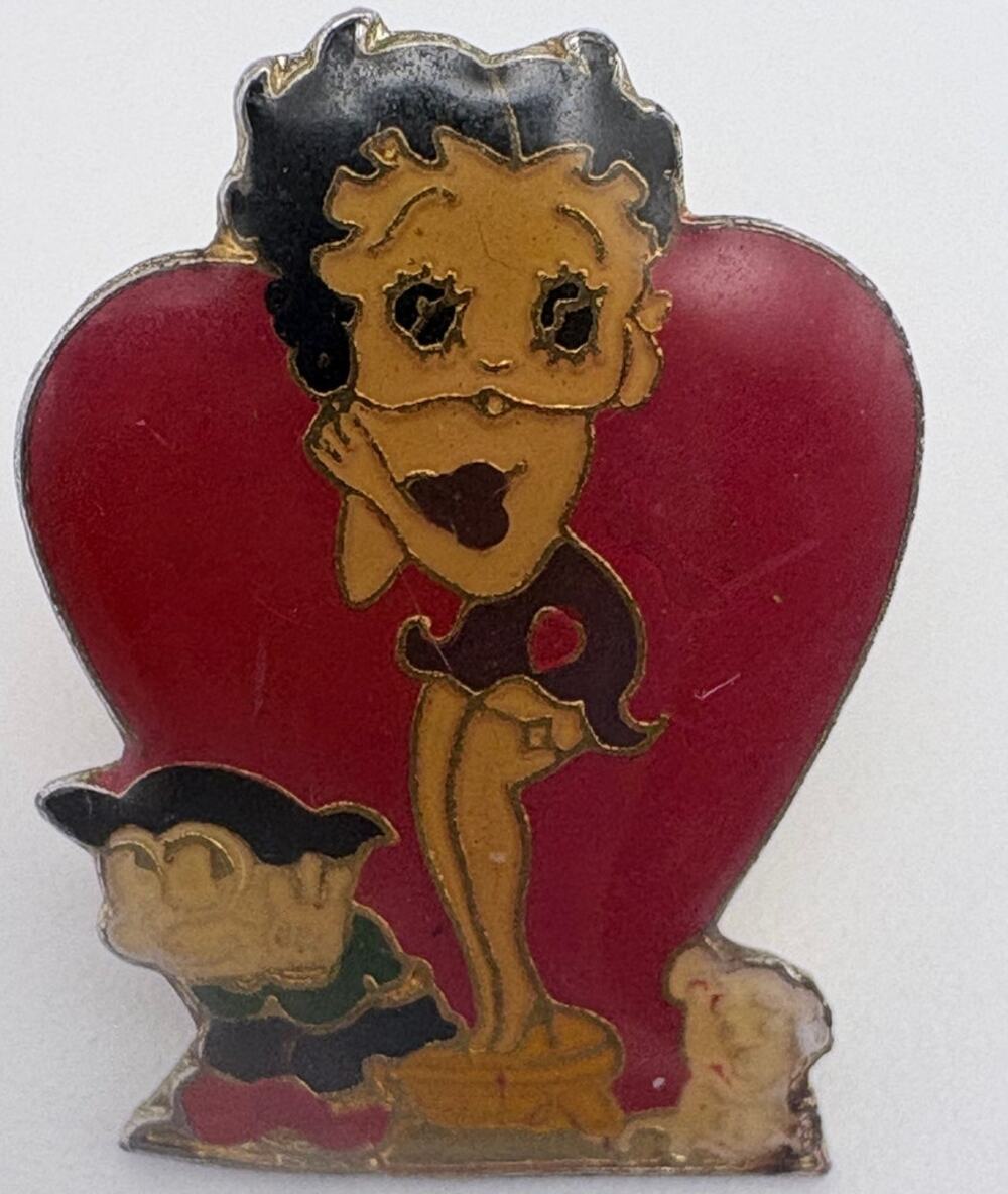 Vintage Betty Boop and Bimbo Heart Pin
